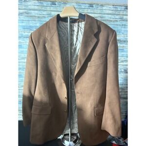Kasper Blazer Sport Coat 38R Brown Excellent Faux Suede Microfiber L001385D